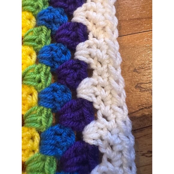 Handmade Rainbow 🌈 Crochet Granny Square Blanket – 25x25” Vibrant Throw / Baby - Picture 6 of 8